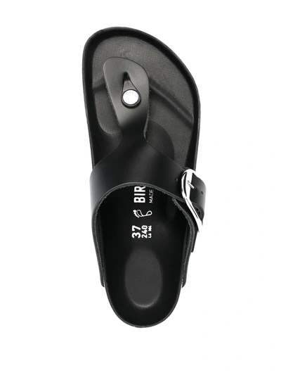 Birkenstock Gizeh Big Buckle High-shine Black Leather Toe Post Sandals
