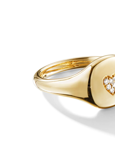 Shop David Yurman 18kt Yellow Gold Cable Collectibles Diamond Heart Mini Pinky Ring In 88adi