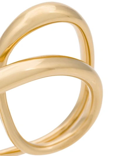 Shop Charlotte Chesnais Heart Two-finger Gold-plated Ring In Metallic