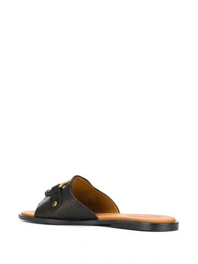 Shop See By Chloé Ring-embellished Slippers In Black