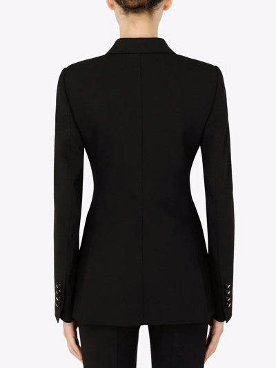 Shop Dolce & Gabbana Satin Double-breasted Blazer In Black