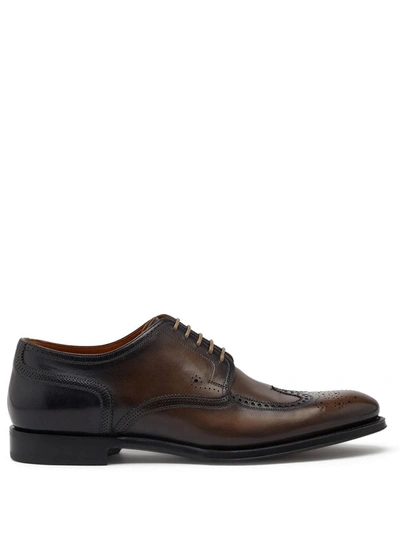 Shop Dolce & Gabbana Brogue Detail Derby Shoes In Brown