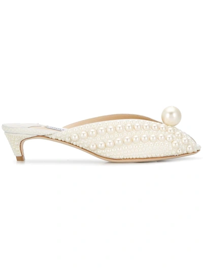 Jimmy Choo Samantha 35 Faux Pearl-embellished Mules In White