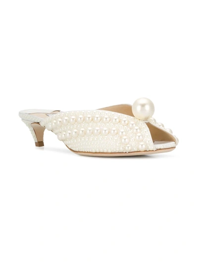 Jimmy Choo Samantha 35 Faux Pearl-embellished Mules In White