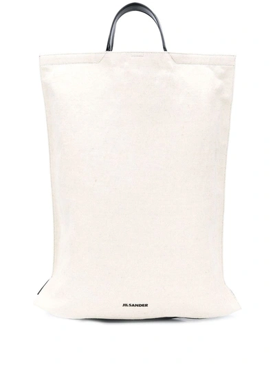 Shop Jil Sander Two Tone Shopper Tote In Neutrals