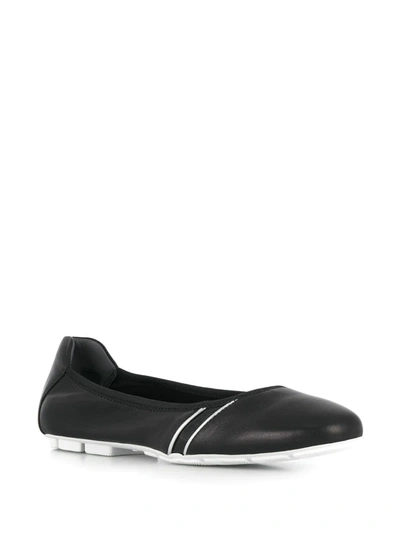 Hogan H511 Black Silver Flat Ballerina Shoes In Black