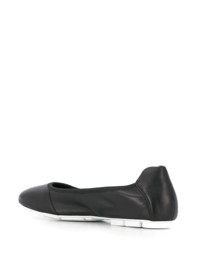 Hogan H511 Black Silver Flat Ballerina Shoes In Black