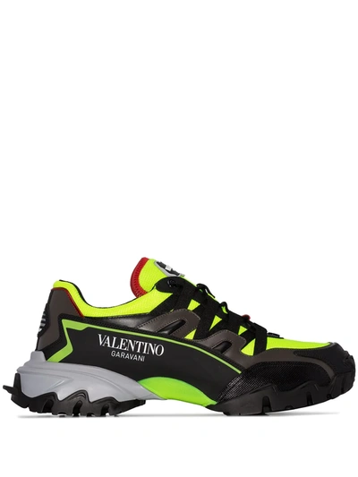 Shop Valentino Fluoro Climber Sneakers In Green