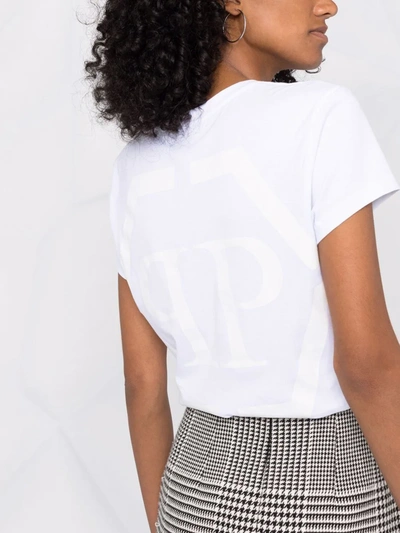 Shop Philipp Plein Logo Plaque Cotton T-shirt In Weiss