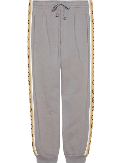 Shop Gucci Interlocking G Taped Track Pants In Grey