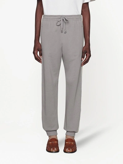 Shop Gucci Interlocking G Taped Track Pants In Grey