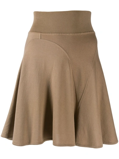 Pre-owned Alaïa Short Godet Skirt In Brown