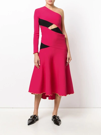 Shop Proenza Schouler Asymmetric Flared Midi Dress In Pink