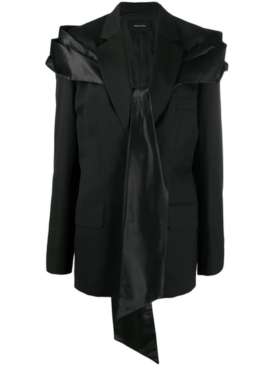 Shop Simone Rocha Satin-tie Blazer In Black