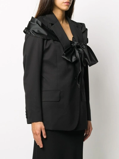 Shop Simone Rocha Satin-tie Blazer In Black
