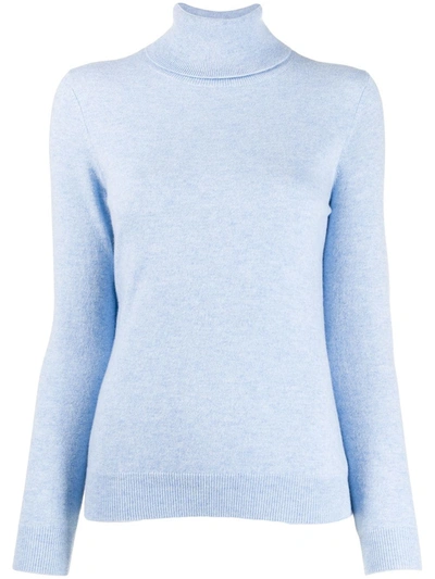 Shop N.peal Polo Neck Sweater In Blue