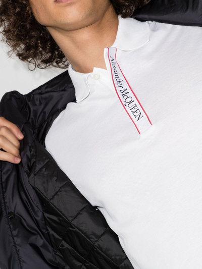 Shop Alexander Mcqueen Logo-tape Short-sleeve Polo Shirt In 白色