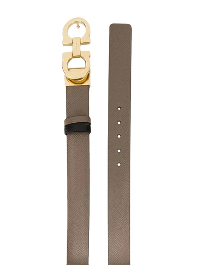 Shop Ferragamo Reversible Gancini Belt In Neutrals