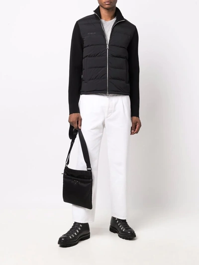 Shop Moncler Padded-front Zipped Cardigan In Black