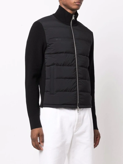 Shop Moncler Padded-front Zipped Cardigan In Black