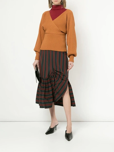 Shop Rosetta Getty Wrap Neckline Sweater In Brown