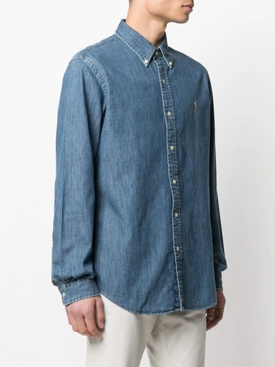 Polo Ralph Lauren Denim Sport Shirt In Blue