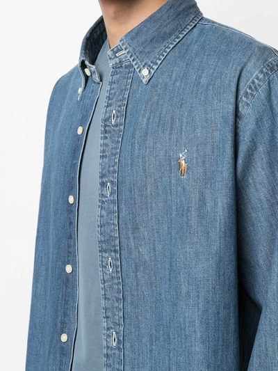 Shop Polo Ralph Lauren Signature Polo Pony Motif Denim Shirt In Blue