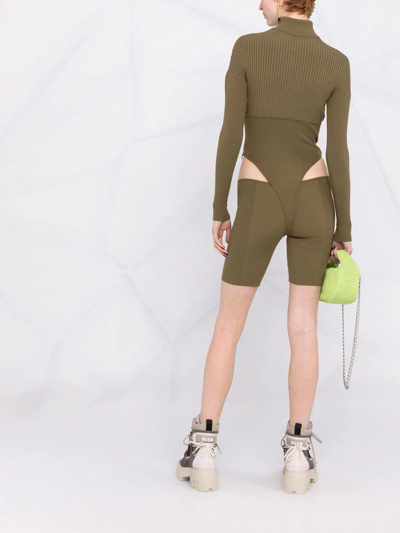 Shop Jacquemus Cut-out Knitted Playsuit In 绿色