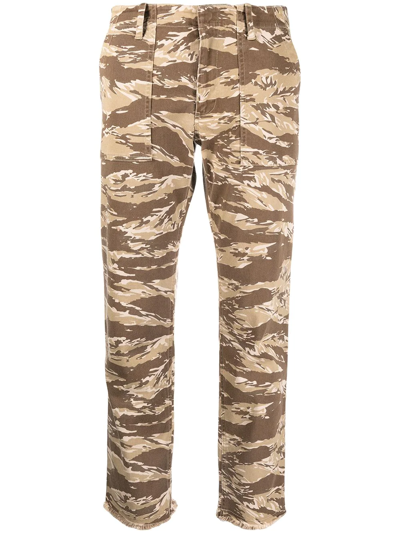 Nili Lotan Camouflage Print Cropped Trousers In Neutrals