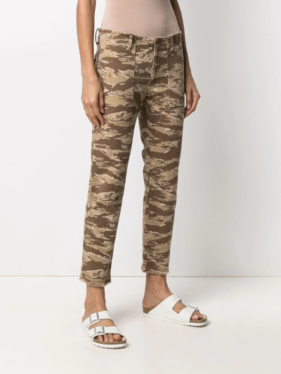 Nili Lotan Camouflage Print Cropped Trousers In Neutrals