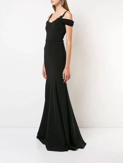 Shop Marchesa Notte Embellished Neck Gown In Black