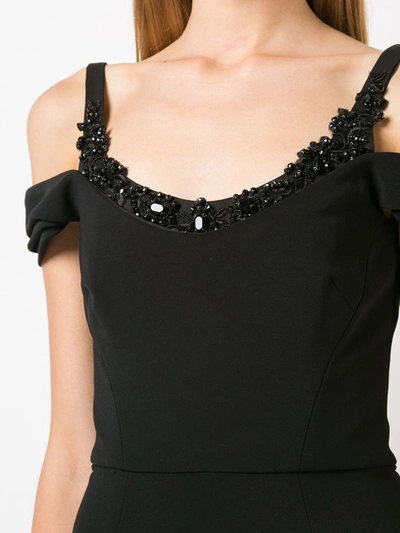 Shop Marchesa Notte Embellished Neck Gown In Black