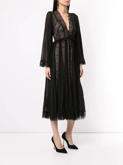 Shop Giambattista Valli Flared Silk Dress In Black