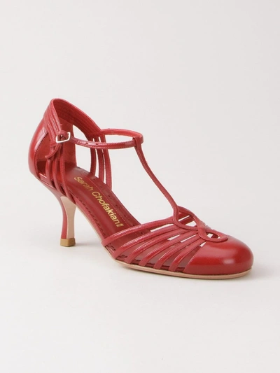 Shop Sarah Chofakian Strappy Pumps In Red
