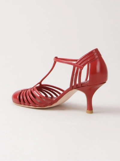 Shop Sarah Chofakian Strappy Pumps In Red