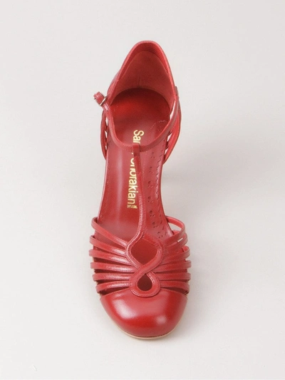 Shop Sarah Chofakian Strappy Pumps In Red