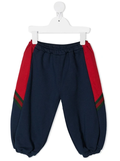 Shop Gucci Panelled Sides Balloon Sweatpants In Blue