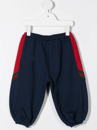 Shop Gucci Panelled Sides Balloon Sweatpants In Blue