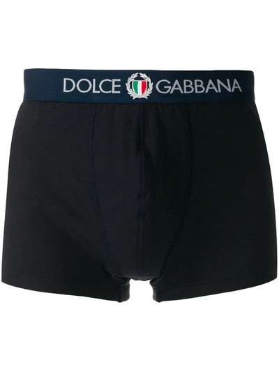 Shop Dolce & Gabbana Logo-waistband Boxer Briefs In Blue