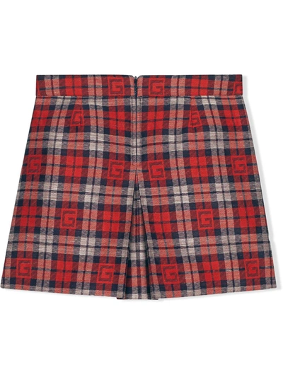 Shop Gucci Square G Check Skirt In Red
