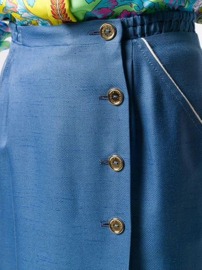 Pre-owned Louis Feraud Vintage 1970's Off-centre Buttoned Skirt In Blue