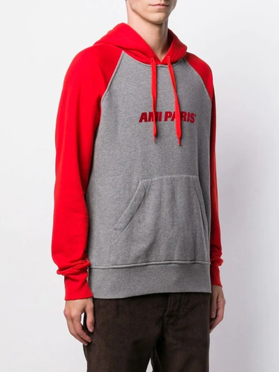 Shop Ami Alexandre Mattiussi Logo Flock Print Hoodie In Grey