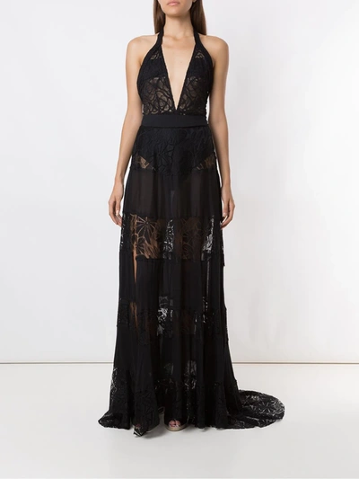 Amir Slama Lace Panel Swimsuit In Black