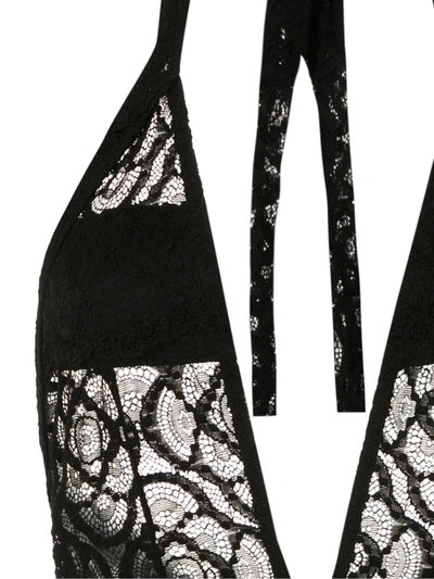 Amir Slama Lace Panel Swimsuit In Black