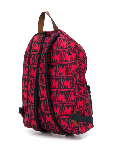 Shop Moncler Pierrick All-over Logo Backpack In Red