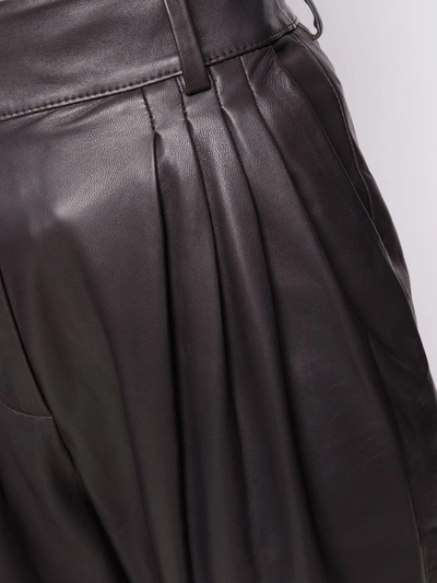 Shop Dolce & Gabbana Pleated Tapered Leather Trousers In Brown