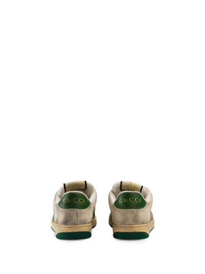 Gucci Gg Original Fabric And Leather Sneakers With Lateral Web Band In Neutrals