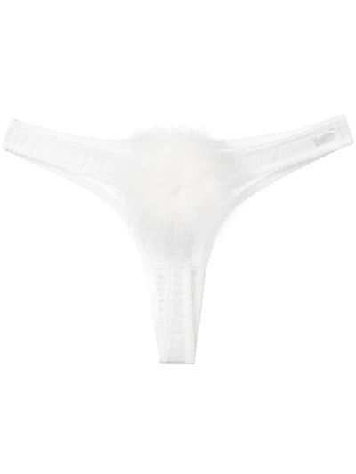 Shop Gilda & Pearl Diana Georgette Pompom Thong In White