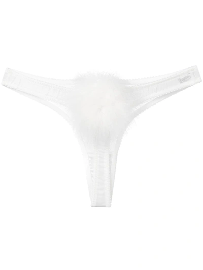 Gilda & Pearl Diana Georgette Pompom Thong In White