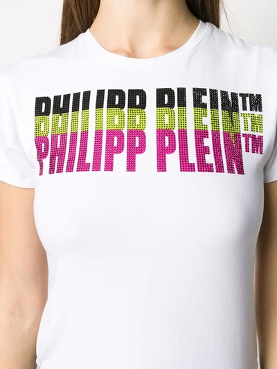Shop Philipp Plein Embellished Logo Short Sleeve T-shirt In White